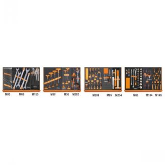 Composition de 130 outils en plateaux en mousse compacte