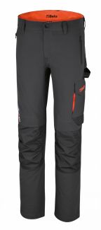 Bermuda de travail gris stretch, léger, style multipoches, 86% nylon - 14% élasthanne, 140 g / m²