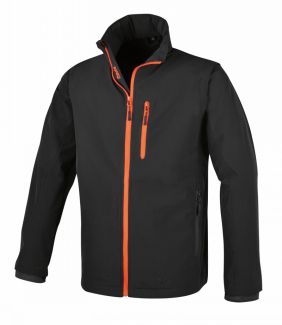 Veste de travail noire extensible, légère, style multipoches, 86% nylon, 14% élasthane, 140 g/m², avec manches amovibles et capuche rétractable