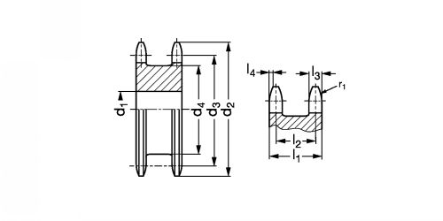 Pignon double pour chaînes simples - Plan