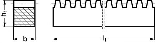 Crémaillère en POM H - Plan