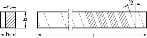 Crémaillère à denture oblique en laiton - Plan