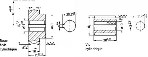 Engrenage à vis cylindrique -Montage carter - Plan