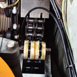 Pignon de lubrification de cha&icirc;ne en PU - application double