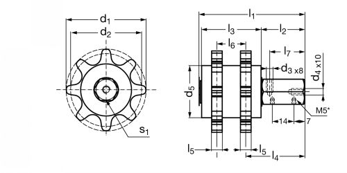 Pignon de lubrification de chaîne en PU pour chaînes à rouleaux doubles, raccord de lubrification radial - Plan