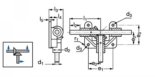 Renvoi d'angle 2 arbres rapport 1:1 polyacétal éxecution B - Plan