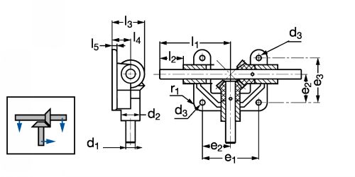 Renvoi d'angle 2 arbres rapport 1:1 polyacétal éxecution C - Plan