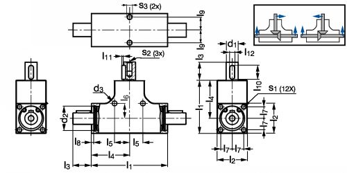 Renvoi d'angle miniature en T A3-52 - Plan