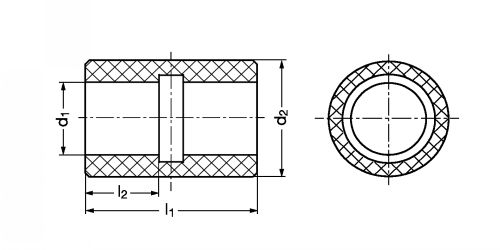 Douilles lisses ISO DLBR en polym&egrave;re ferm&eacute;e - Plan