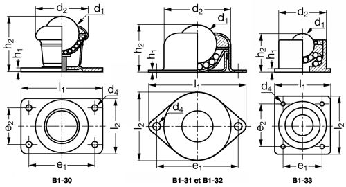 Bille porteuse à embase - Plan
