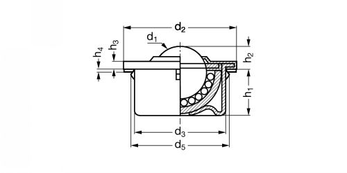 Bille porteuse standard avec clips - Plan