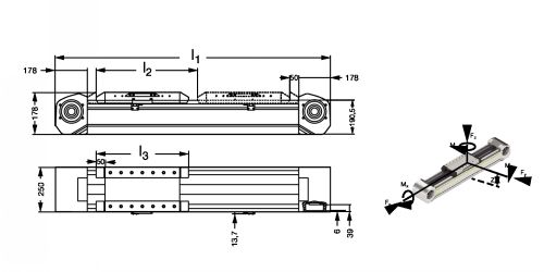 Module linéaire HB-B entraînement par courroie - taille 250 - Plan