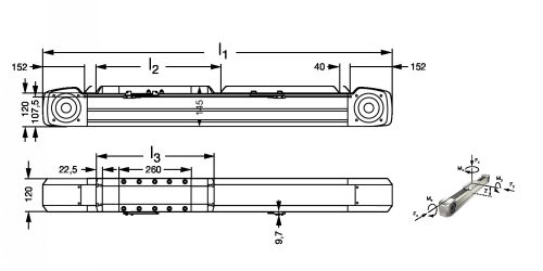 Module linéaire HM-B entraînement par courroie - taille 120 - Plan