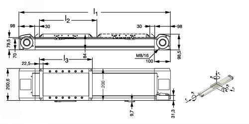 Module linéaire HT-B entraînement par courroie - taille 200 - Plan