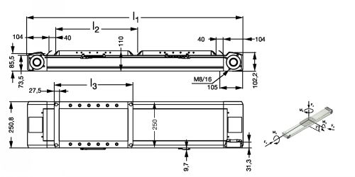 Module linéaire HT-B entraînement par courroie - taille 250 - Plan