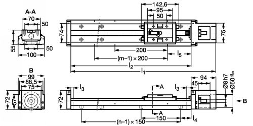 Axe modulaire de précision KK Taille 100 - Plan