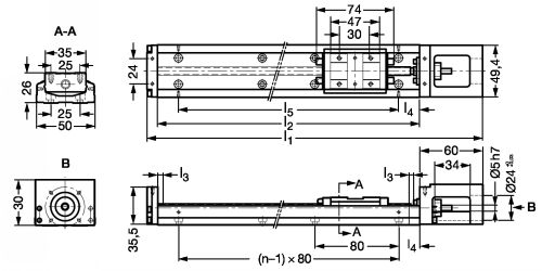 Axe modulaire de précision KK Taille 50 - Plan