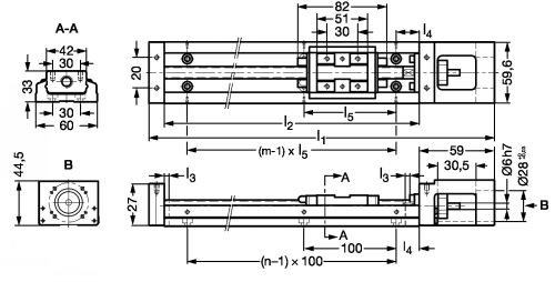 Axe modulaire de précision KK Taille 60 - Plan