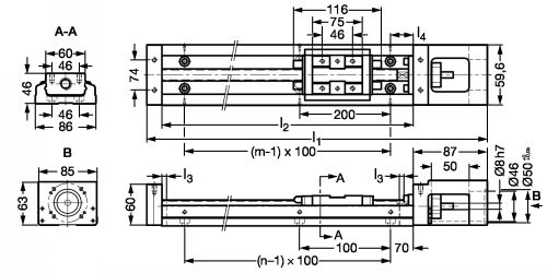 Axe modulaire de précision KK Taille 86 - Plan
