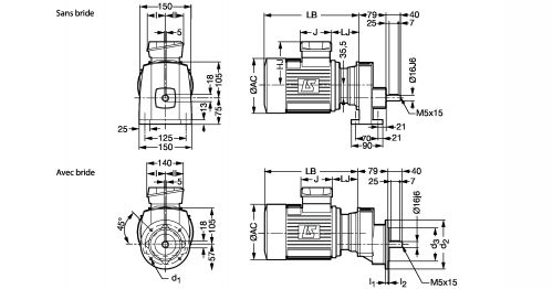 Motoréducteur engrenages cylindriques CB - Plan CB3031