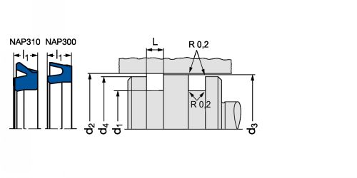 Joint de piston de vérin pneumatique PU NAP300 - Plan