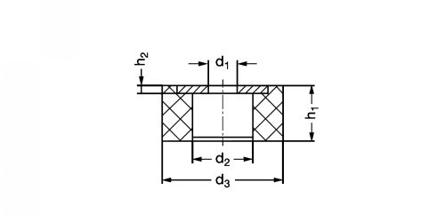 Supports cylindriques élastiques type MGH, creux, avec perçage de fixation - Plan