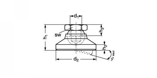 Pieds articulés 2259 A, acier bruni - Plan