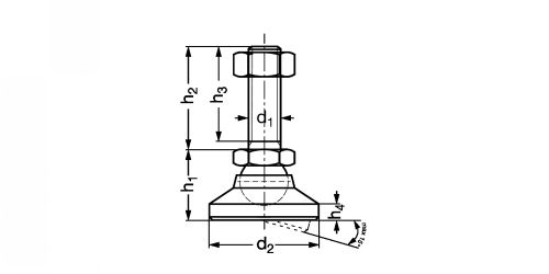 Pieds articulés 2259 AG en acier bruni - Plan