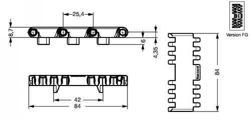 Chaine à palette courbe magnétique - plan