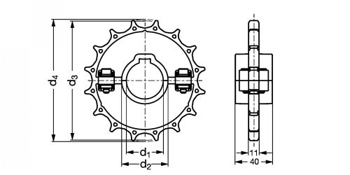 Pignon série 1050 standard - plan