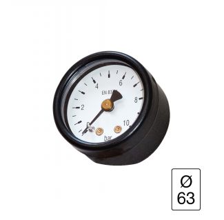 Manomètre boîtier acier sec raccord au dos diam. 63