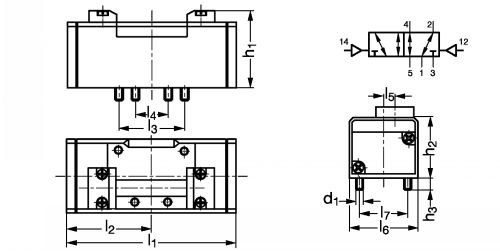 Distributeur ISO 5/2 - Plan
