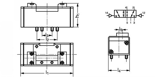 Distributeur ISO 5/3 - Plan