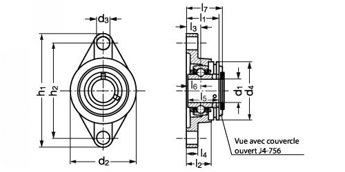 Palier applique 2 trous tout inox J4-772 - Plan