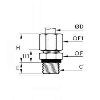 Piquage droit mâle BSP cylindrique et métrique - LEGRIS 0101 - Plan