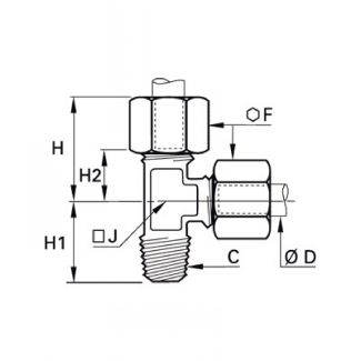 Té en bout mâle BSP conique - LEGRIS 0103 - Plan