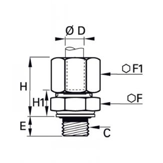 Piquage droit mâle BSP cylindrique joint acier zinc NBR - LEGRIS 010A - Plan