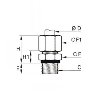 Piquage droit mâle BSP cylindrique et métrique - LEGRIS 010C - Plan