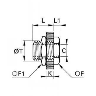 Traversée de cloison femelle BSP cylindrique - LEGRIS 0117 - Plan