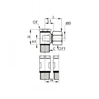 Banjo simple mâle BSP cylindrique - LEGRIS 0118 - Plan