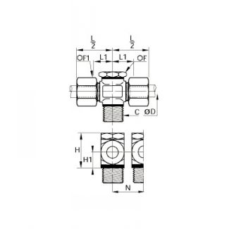 Banjo double mâle BSP cylindrique - LEGRIS 0119 - Plan
