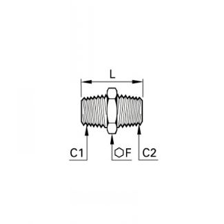 Mamelon double égal/inégal mâle BSP conique et NPT - LEGRIS 012A - Plan