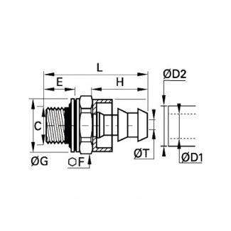 Douille annelée rapide mâle BSP cylindrique - LEGRIS 0133 - Plan
