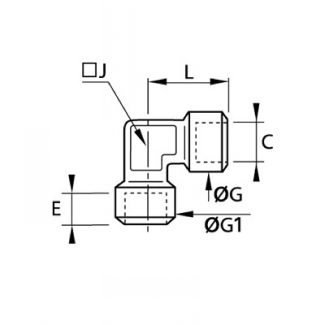 Équerre égale femelle/femelle BSP cylindrique - LEGRIS 0143 - Plan