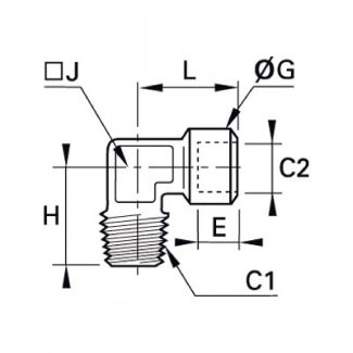 Équerre mâle BSP conique/femelle BSP cylindrique - LEGRIS 0144 - Plan