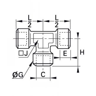 Té égal triple femelle BSP cylindrique - LEGRIS 0145 - Plan