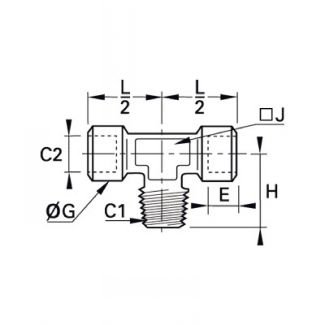 Té femelle BSP cylindrique au centre mâle BSP conique - LEGRIS 0158 - Plan