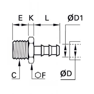 Douille annelée tube souple mâle BSP cylindrique - LEGRIS 0191 - Plan