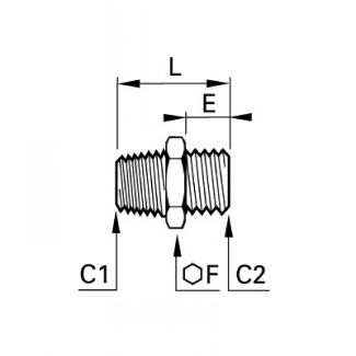 Mamelon mâle BSP conique/mâle BSP cylindrique - LEGRIS 0192 - Plan