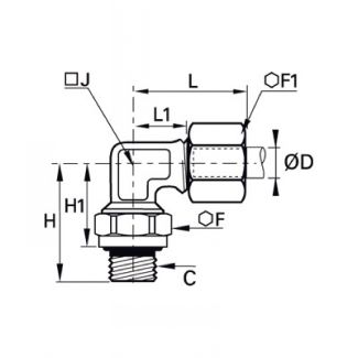 Équerre orientable mâle BSP cylindrique - LEGRIS 0199 - Plan